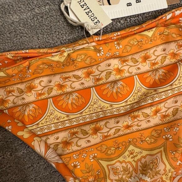 Billabong Orange In Dream Space Reversible Tie Side Tanga Bikini Bottoms XL NWT - Picture 3 of 7
